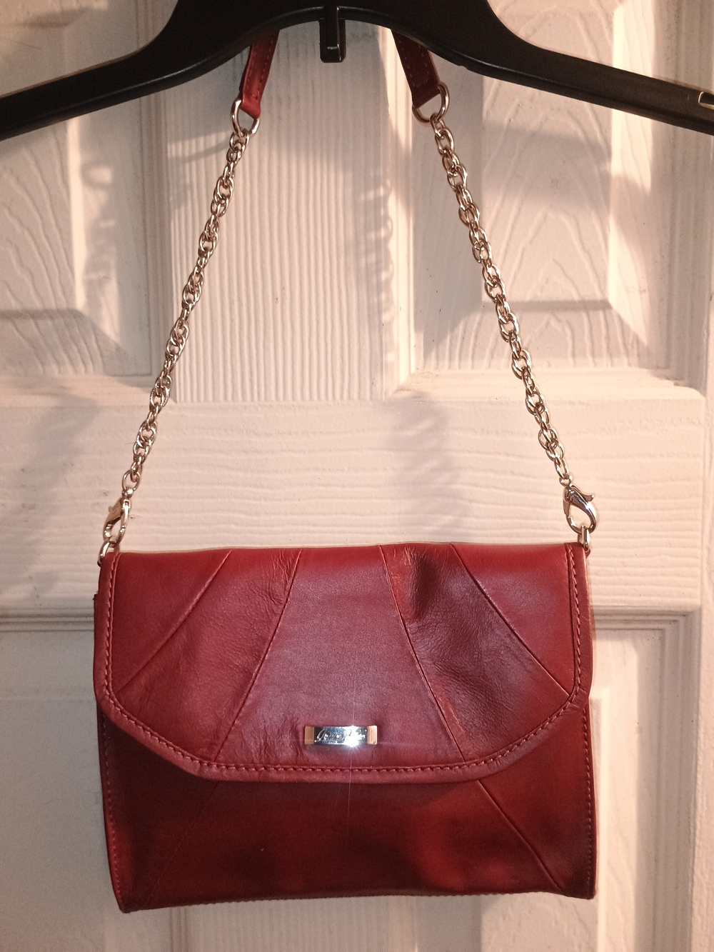Grace Adler Red Leather Chain-Handle Women's Shoulder Bag